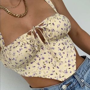 Princess Polly Yellow Corset Floral Hanna Top